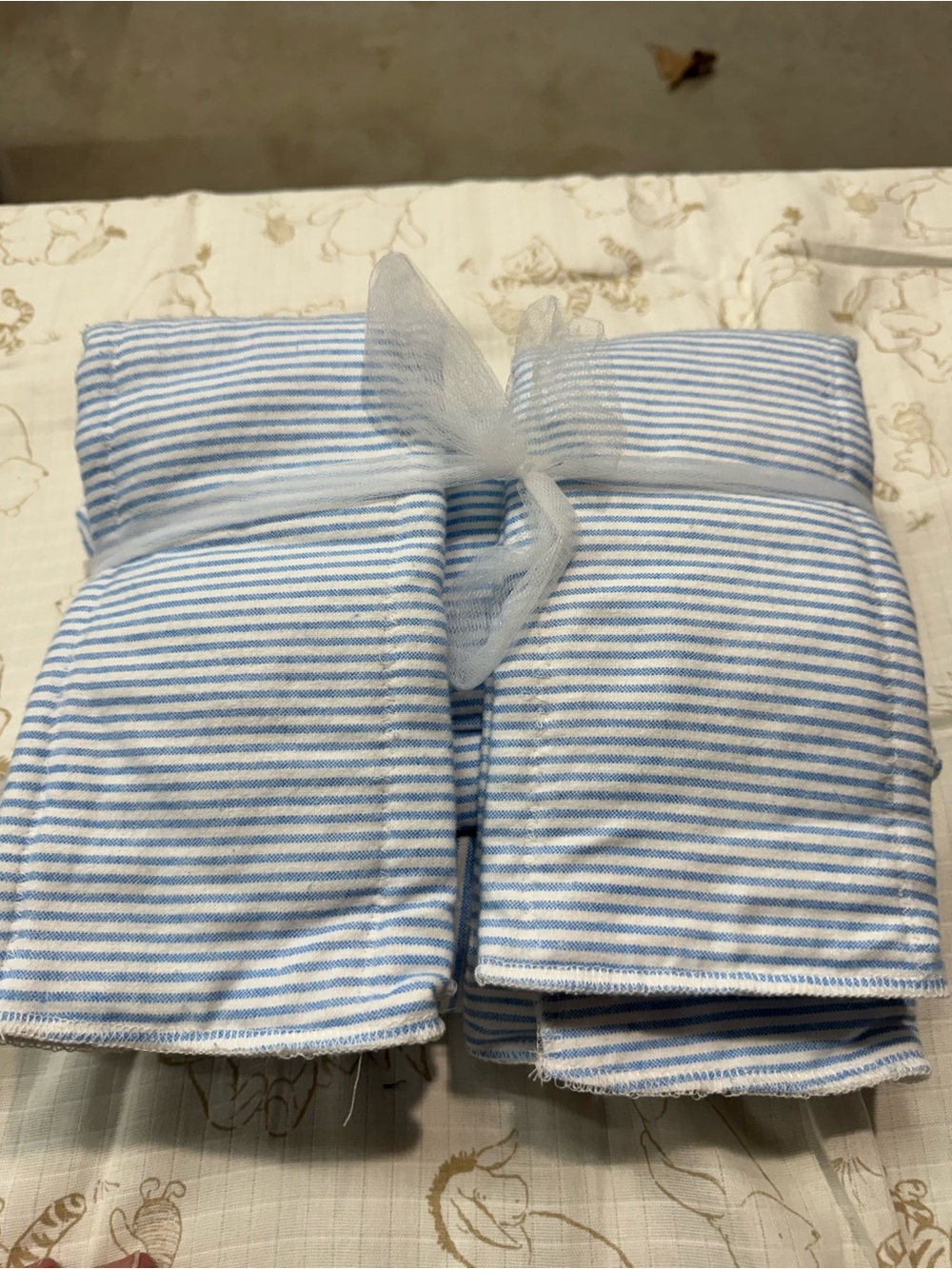 Striped Blue and White Cotton Blanket Bundle